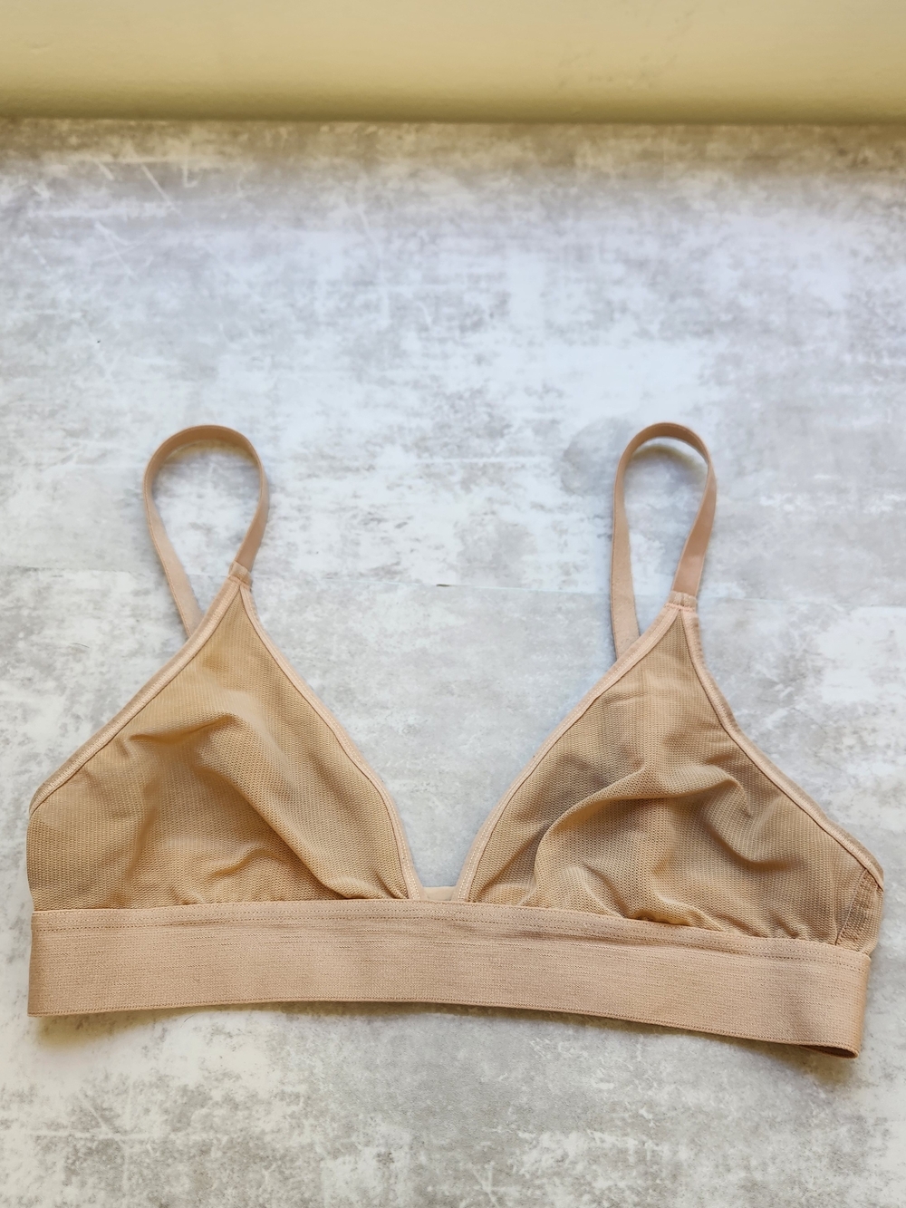 Negative Sieve Triangle Mesh Non Wire Bra Size 2 Nude Bralette Minimalist Luxe - Picture 4 of 5
